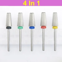 carbide tungsten 5 in 1 nail drill bit tapered shape straight cut drill bit for acrylic nail gel 332 shank drill machine