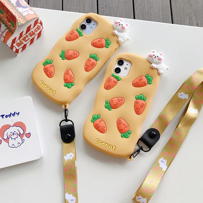 

Cute Matte 3d Rabbit Carrot Female Soft Case For Iphone 11 12 Pro Max Mini 7 8 Plus Xr X Xs Max Se 2 Silicone Phone Cover Fundas