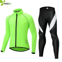 wosawe windproof men cycling jackets set lightweight windbreaker gel pad tight pants uniform mtb bike suit downhill kit clothing