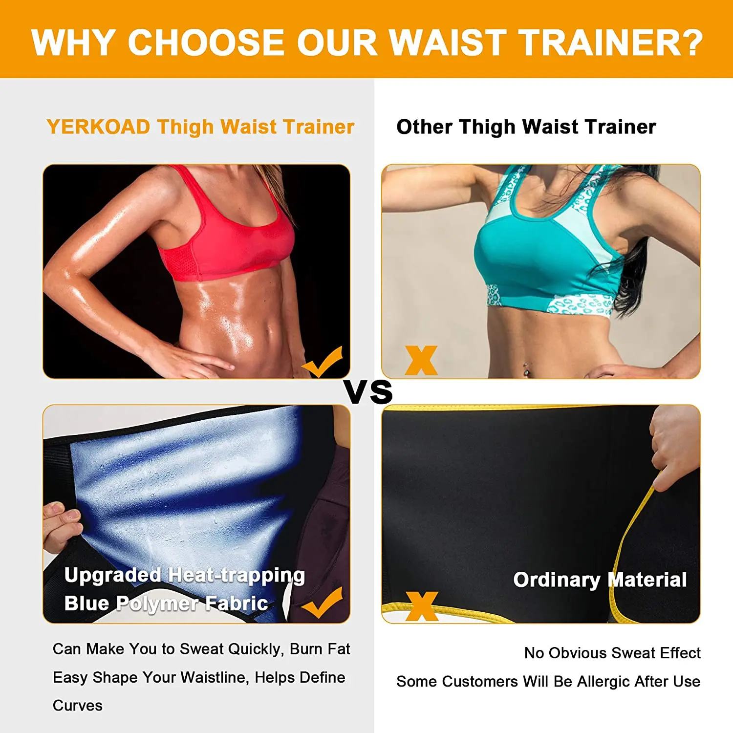 Sauna Sweat Waist Trimmer Thigh for Women & Men Weight Loss Body Shaper Tummy Control Waist Trainer Workout Belt Fat Burn Sport