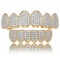 cubic zircon hip hop fangs teeth grillz top bottom grills dental mouth punk teeth caps cosplay party rapper jewelry