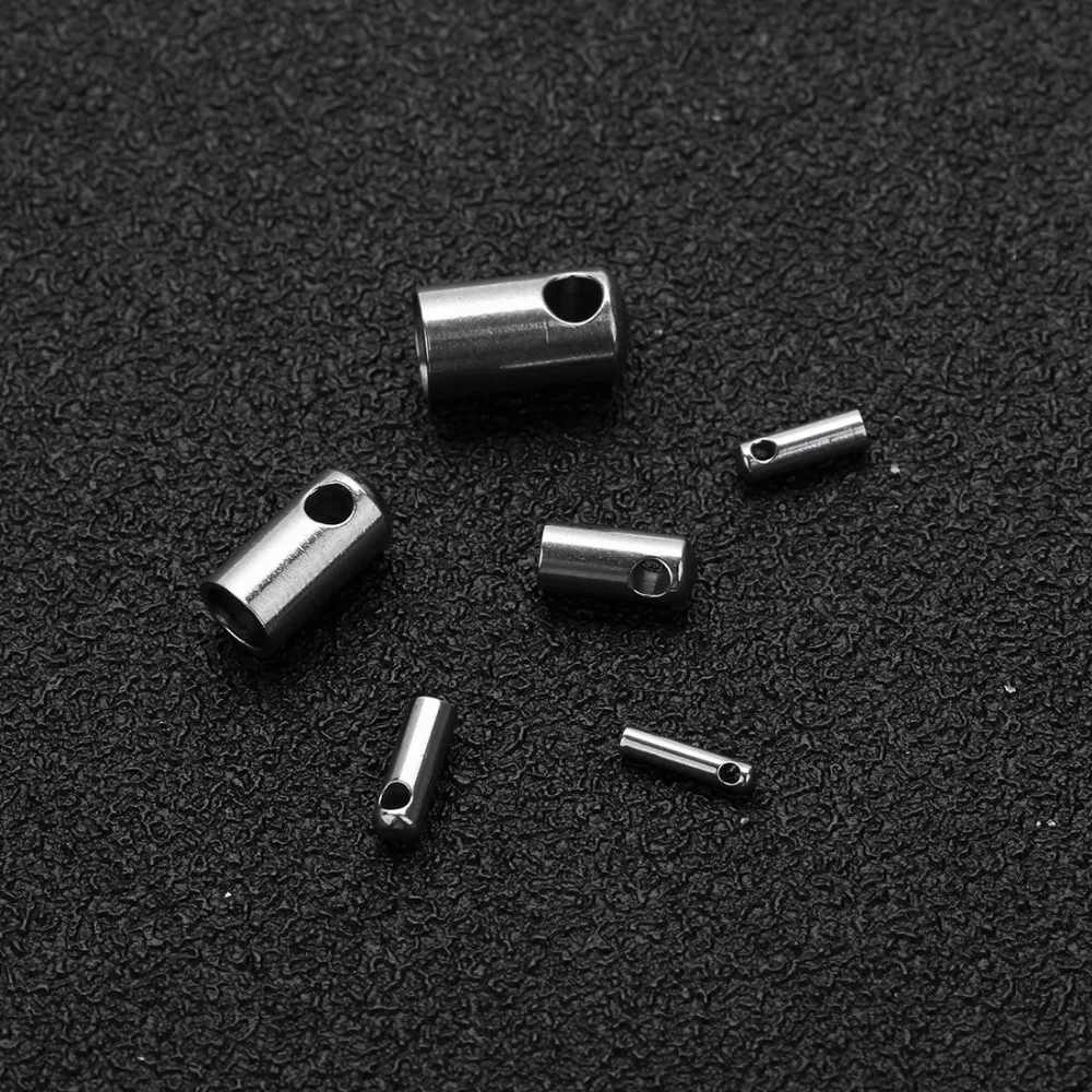 

30pcs/lot Inner Dia 1/1.5/2/3/4/5mm Stainless Steel End Clasps For DIY Jewelry Findings for DIY Leather Necklaces & Bracelets