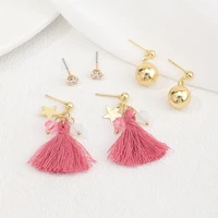2021 trendy bohemian earrings set lot cub zircon gold bead star long tassel stud earrings set korean fashion jewelry for women