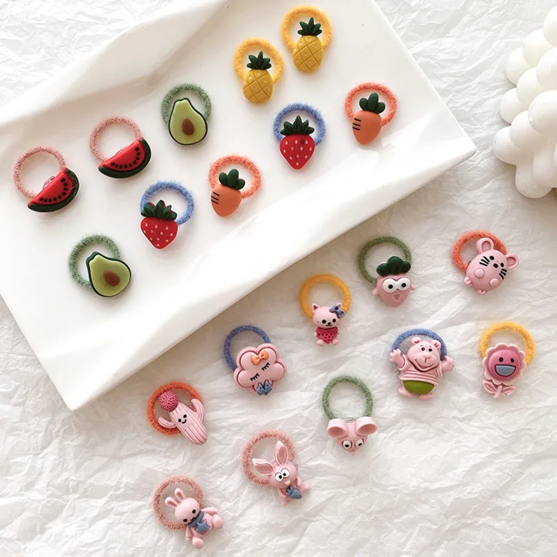 Новые милые маленькие резинки для волос Xwen с фруктами и цветами девочек детские