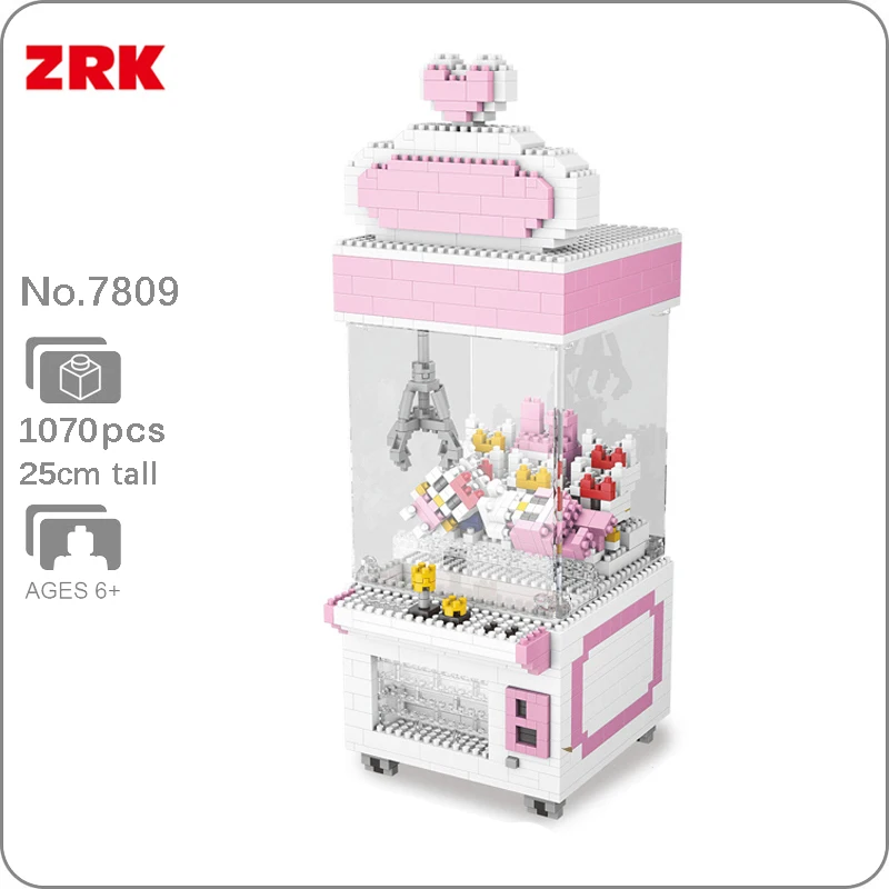

ZRK 7809 Pink Clip Doll Machine Catcher Machine Cartoon Doll 3D Model Building Blocks Set DIY Mini Diamond Bricks Toy for Boys