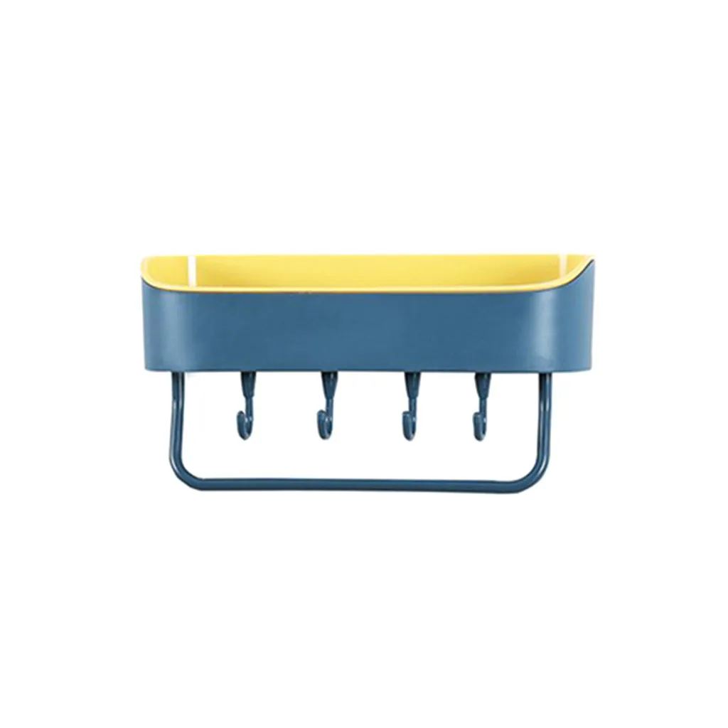 Navy Дырокол- Пластиковая Полка для ванной комнаты душ Шампунь вешалка для хранения Органайзер для хранения ванной комнаты подвесная корзина без следа наклейки - Цвет: Navy