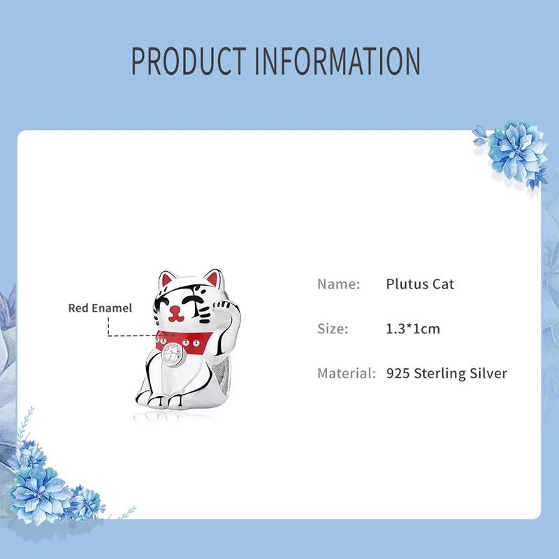 Новые Аутентичные 100% бусины из стерлингового серебра 925 Шарм Maneki Neko амулеты Lucky