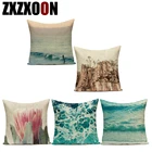 Полиэстер красивый живописный Фотофон с цветами деревьями горный декоративные Pilows Чехол Диван Чехлы на подушки для дома для Гостиная украшения