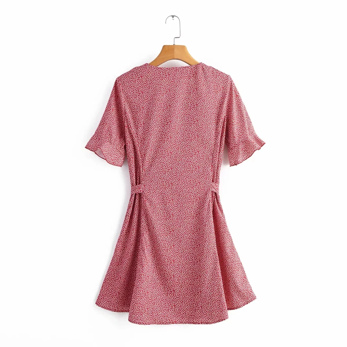 

2020 Summer red sexy v neck mini dress women vintage floral dress Korean bow casual short sleeve party dress kawaii streetwear