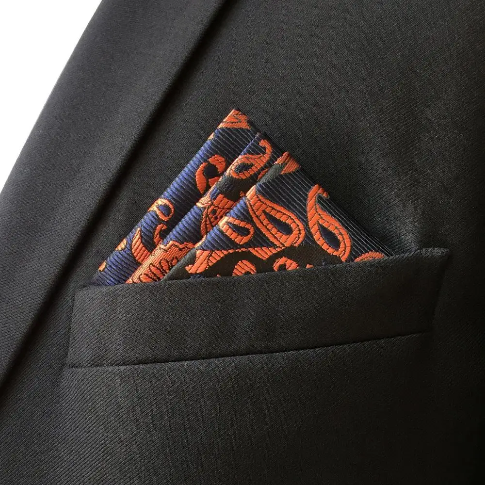 FH12 Пейсли мужской карманный квадратный оранжевый синий свадебный Шелковый