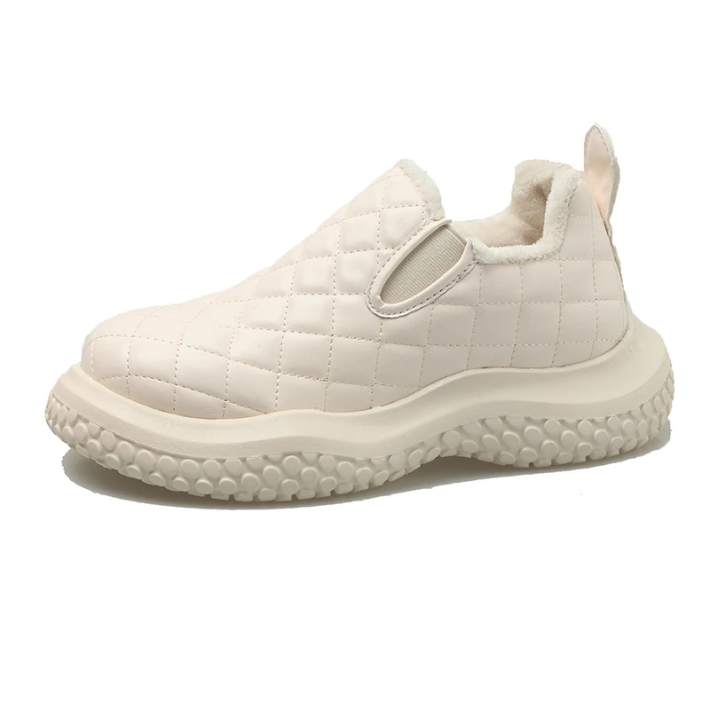 

Повседневные женские туфли на плоской подошве с узором в клетку, эластичная лента, однотонные слипоны на высокой платформе, толстая плюшева...