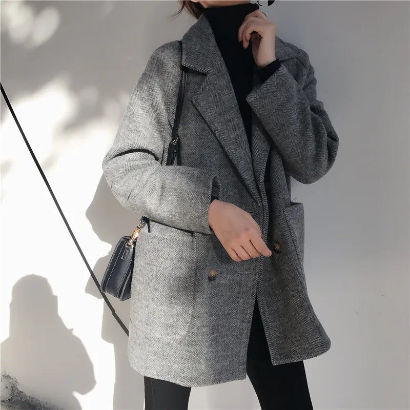 Женские офисные блейзеры HziriP плотный винтажный Женский блейзер с отложным