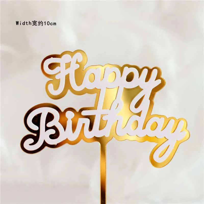2pc birthday Золотой серебряный черный акриловый ручной пишущий Топпер для торта «С Днем Рождения» десертное украшение для дня рождения милые подарки - Цвет: 2pc birthday