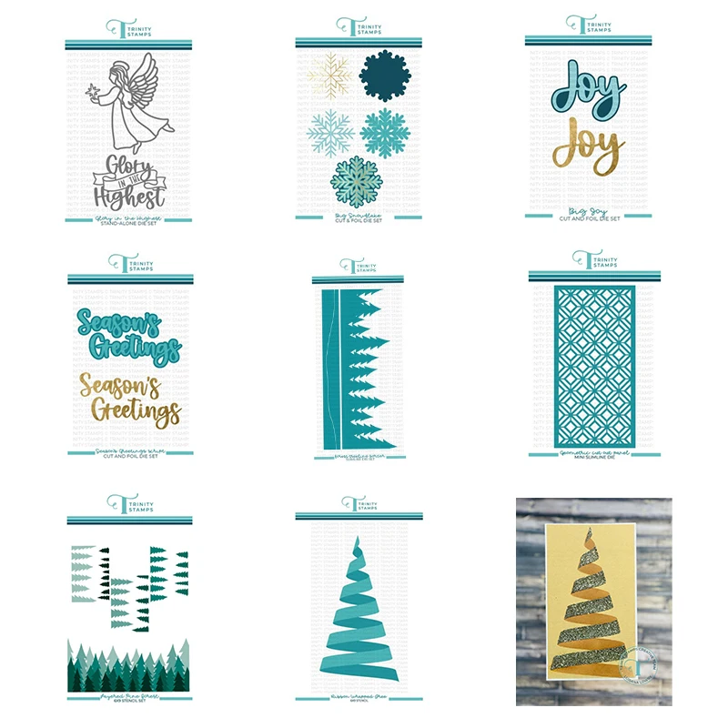 

Snowflake Angel Season Geometric Forest Ribbon 2021 New Metal Cutting Dies Stamps Set Diy Scrapbook Card Paper Handmade Album