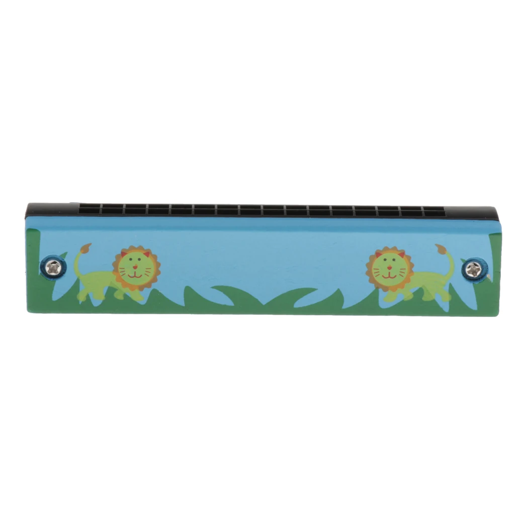 

Wooden Harmonicas Double Row 16 Holes Xylophone Baby Music Toy Lion