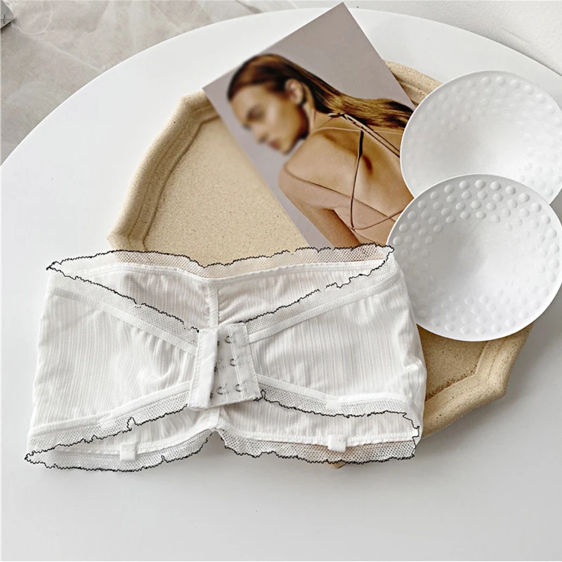 

Ladies Lace Bra Lace Soft Comfortable One-piece Solid Color Tube Top Strapless Underwear Summer Breathable Tops Without Straps