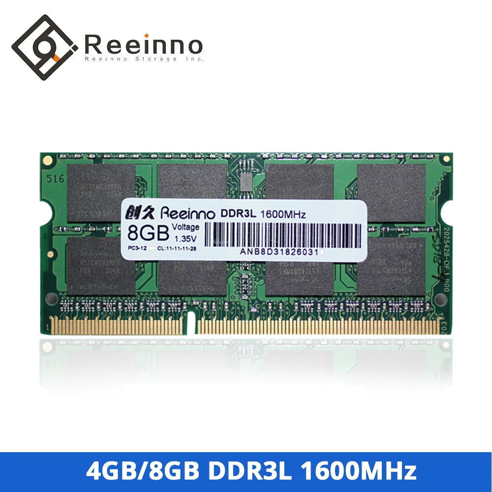Reeinno Оперативная память DDR3 8 ГБ 4 DDR3L 1600 МГц 1 35 в NON ECC 204 pin для ноутбука пожизненная