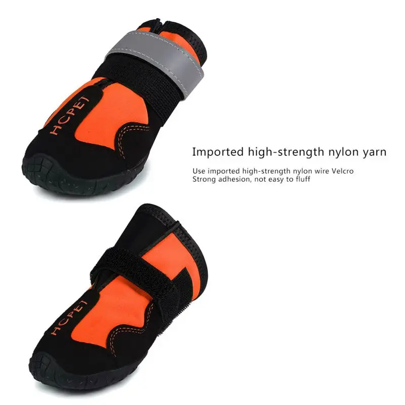 

4pcs Orange Waterproof Nonslip Dog Boots Waterproof Rain Resistant Booties Paw Protection Outdoor Bulldog Teddy Pet Shoes