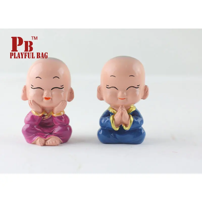 

PB Playful bag best gift car decoration cute doll 4pcs Mini 6.5cm action figure China Kung Fu monk natural resin