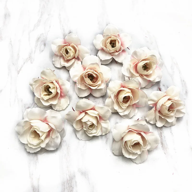 Pale pink YOOROMER 10 шт. Маленькие розы искусственный цветок ручной работы голова Свадебная вечеринка украшение дома DIY ВЕНОК Подарочная коробка скрапбук ремесла - Цвет: Pale pink