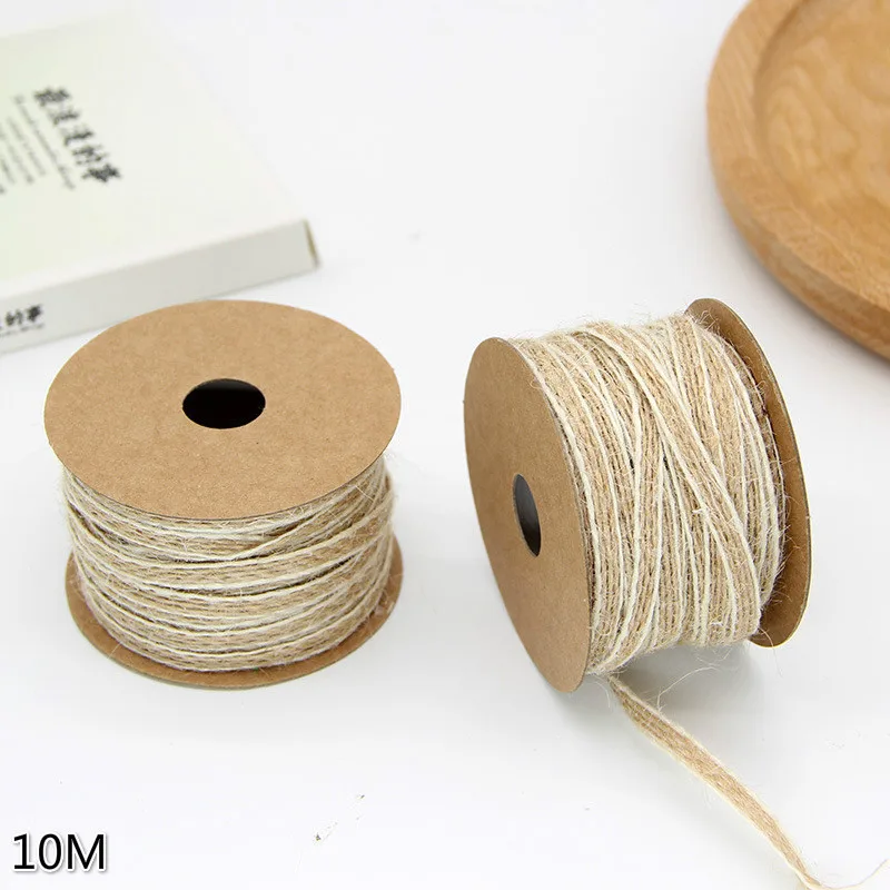 

10M/Roll Vintage Jute Burlap Hessian Ribbon With Lace Rustic Wedding Party Decoration Christmas DIY Craft Gift Packing Webbing