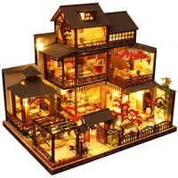 cutebee diy dollhouse kit wooden doll houses miniature dollhouse furniture kit with led toys for children christmas gift p06