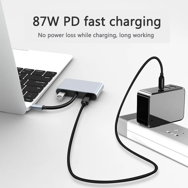 

5 in 1 USB C to USB Laptops Docking Station 4K Type-c to HDMI-compatible x2+VGA+USB+PD Multifunctional USB-C HUB for MacBook Pro