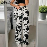 suchcute animal cow printed jeans high waist streetwear denim pants summer gothic straight trousers 2021 fashion outfits bottoms