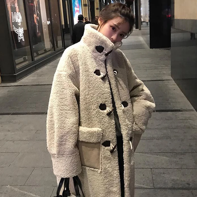 Пальто Sungtin из искусственного меха ягненка с длинным рукавом Корейская сольфа