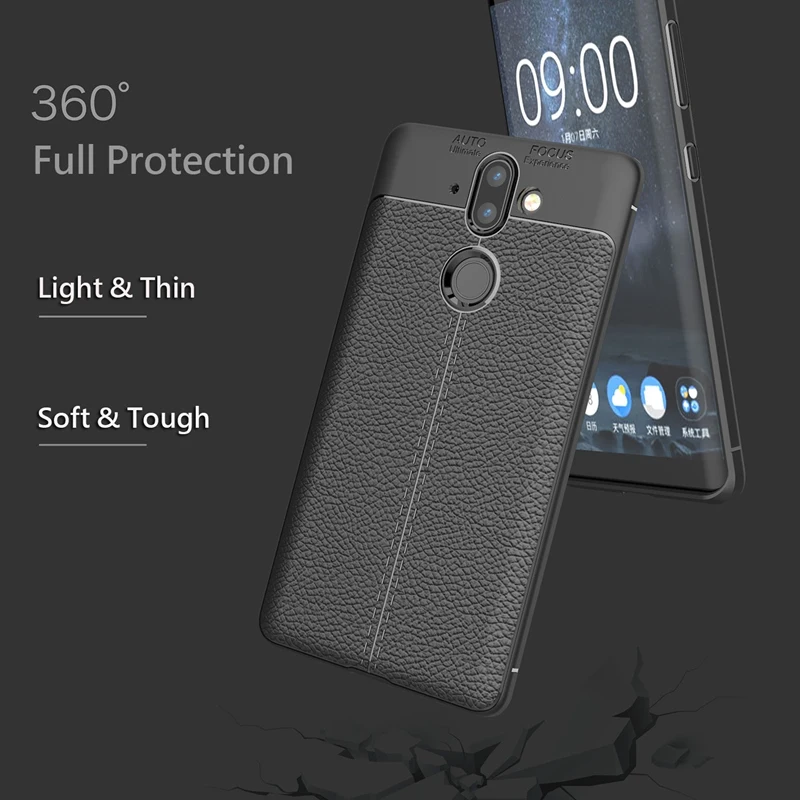 Чехол UPaitou lichi из мягкого ТПУ для Nokia 1 2 3 5 9 7 Plus 8 Sirocco 6 2018 роскошный классический