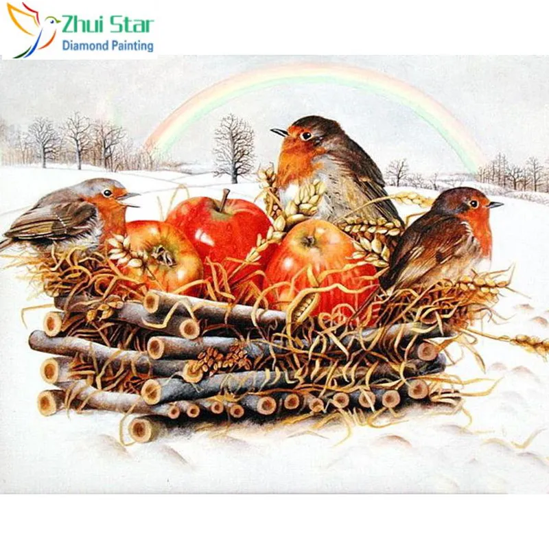 

DIY 5D Diamond Embroidery Crystals Diamond Mosaic Bird apple Square Rhinestones Diamond Painting Cross Stitch Kits gx