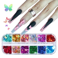 diy nail art butterfly 12 gridsbox laser gradually changing color accessories butterfly mixed manicure decorations