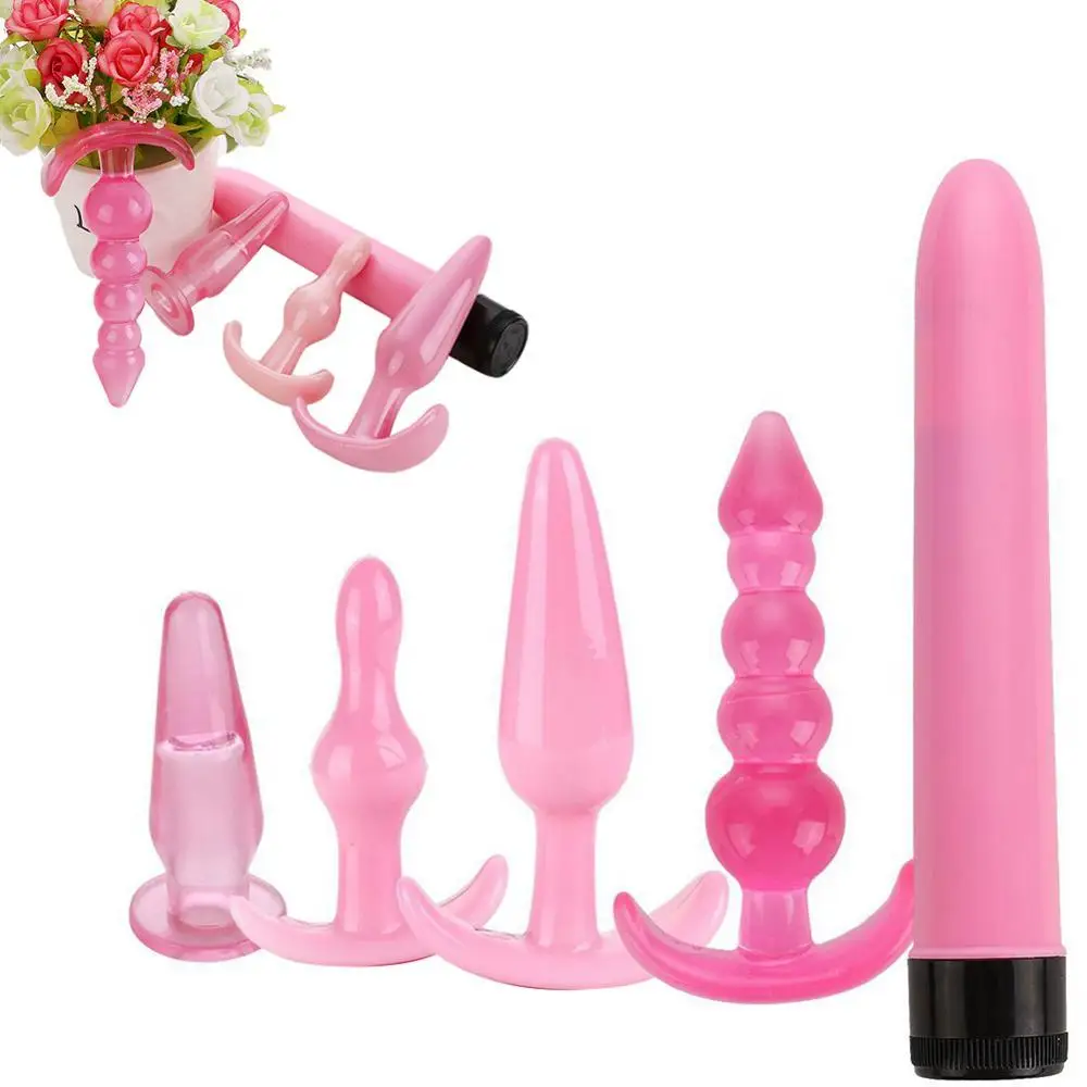 

OLO 5Pcs Smooth Soft Anal Plug Vibrator Sex Toys for Adults, Butt Plugs Dildo Vibrator for Men Anal Masturbation Climax Anal Toy
