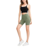 women breathable running shorts no embarrassment line nude double sided sanding high waist hip sports short pants