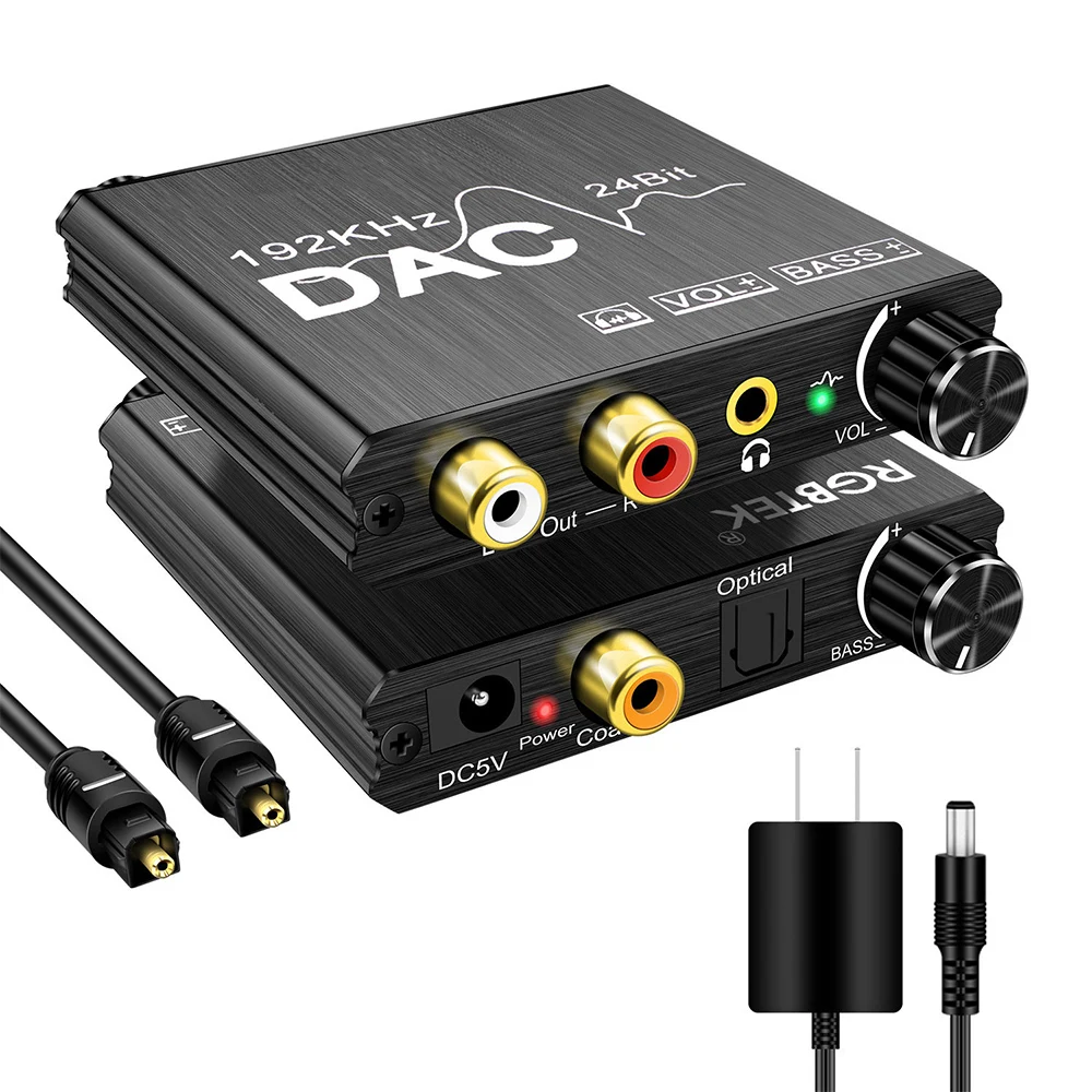 

DAC Digital to Analog Audio RCA Converter Optical Toslink to 3.5mm Jack 192Khz 24Bit Sampling Rate Stereo Extractor Adapter