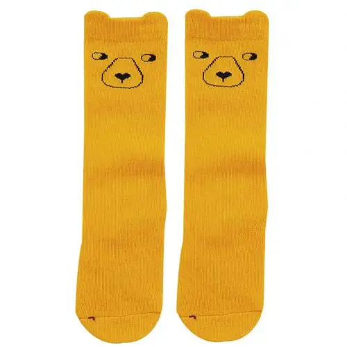 Yellow Bear Милый Лиса уши, принт с животными, подходящее для детей обоих полов из мягкой дышащей ткани без пятки средней высоты с круглым носки для мальчиков и девочек, детские осенние зимние теплые мягкие милые носочки - Цвет: Yellow Bear