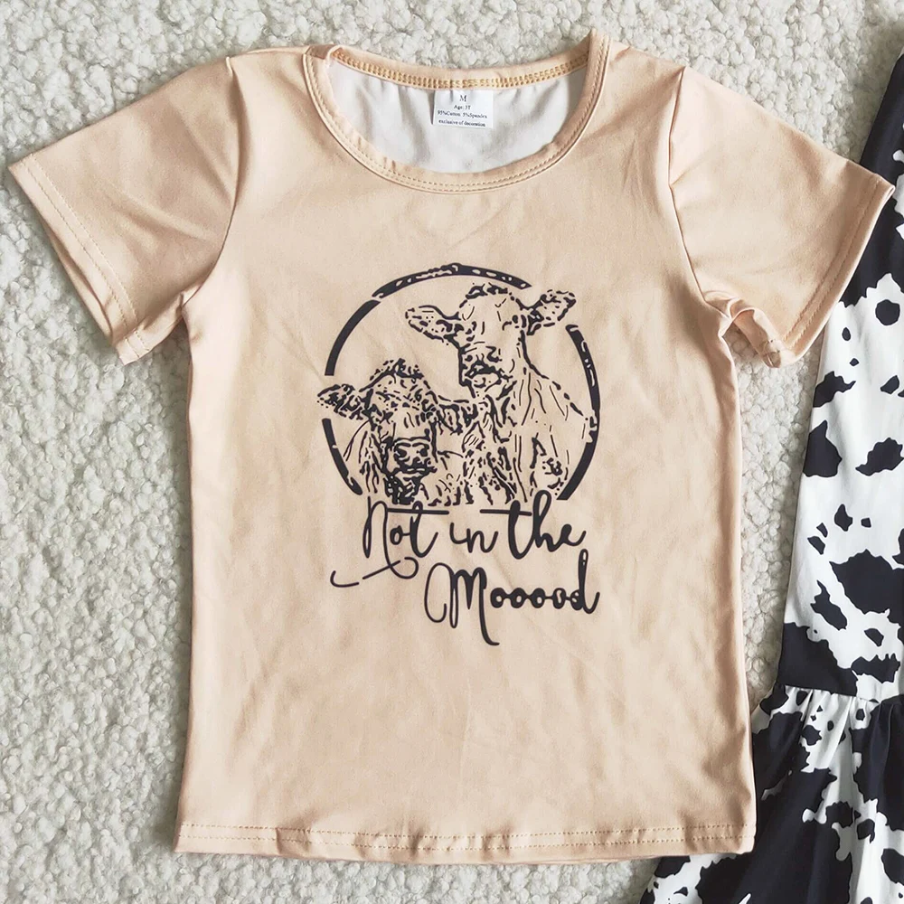 Лидер продаж одежда для маленьких девочек модная с коровьим принтом штаны