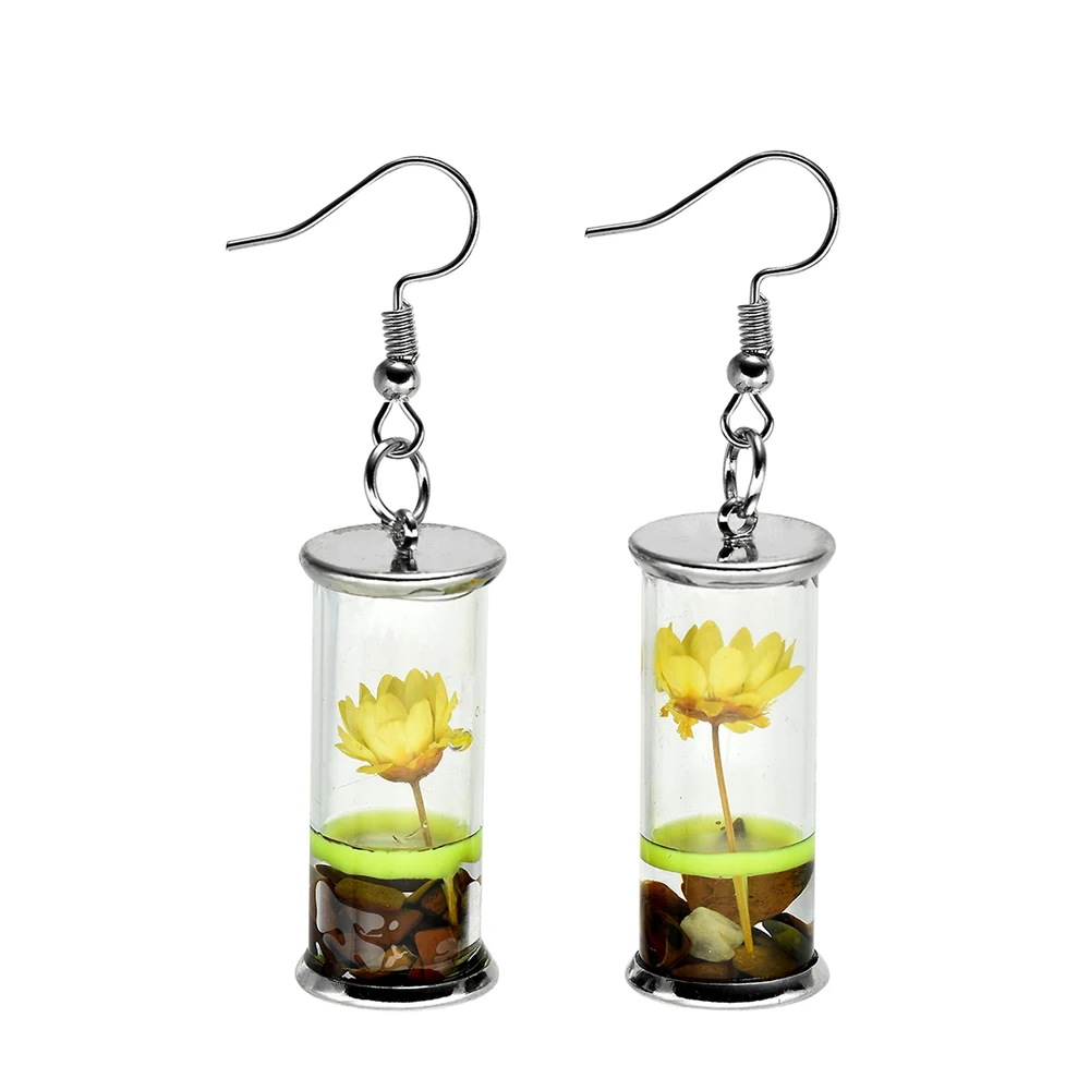 Модные неувядающие серьги в виде сушеных цветов с дрифтом бутылке Стеклянные