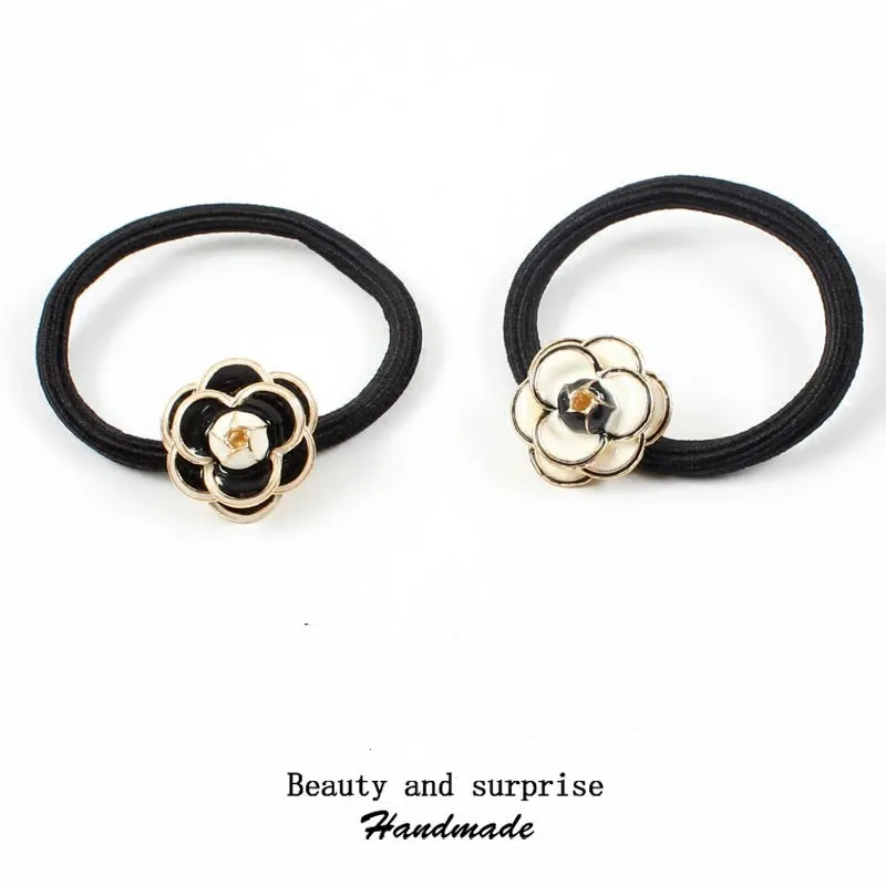 

cute black flower Elastic Hair Bands Hair Rope Ties For Girls Women Headband Korean Hair Accessories Ponytail holer Scrunchies