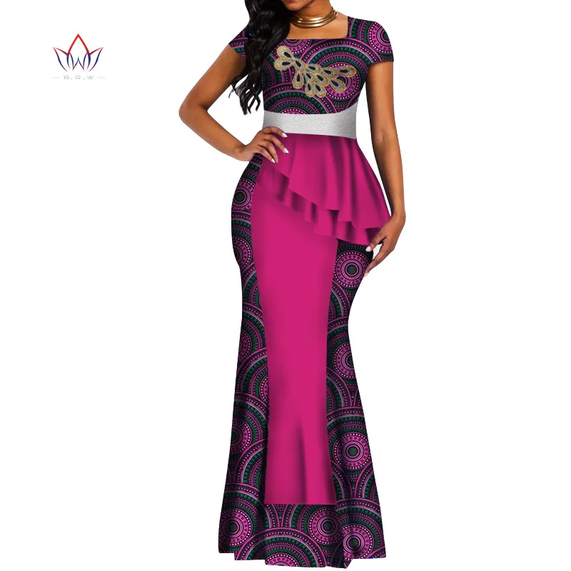 African Clothes For Women Applique Short Sleeve Wear 2021 Fall Pleated Christmas Long Dress Plus Size WY4778 | Тематическая одежда