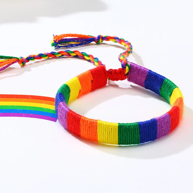 Геи ЛГБТ Радуга тесьма браслет Длинной Цепи класса 16 см 28 регулируемый для женщин