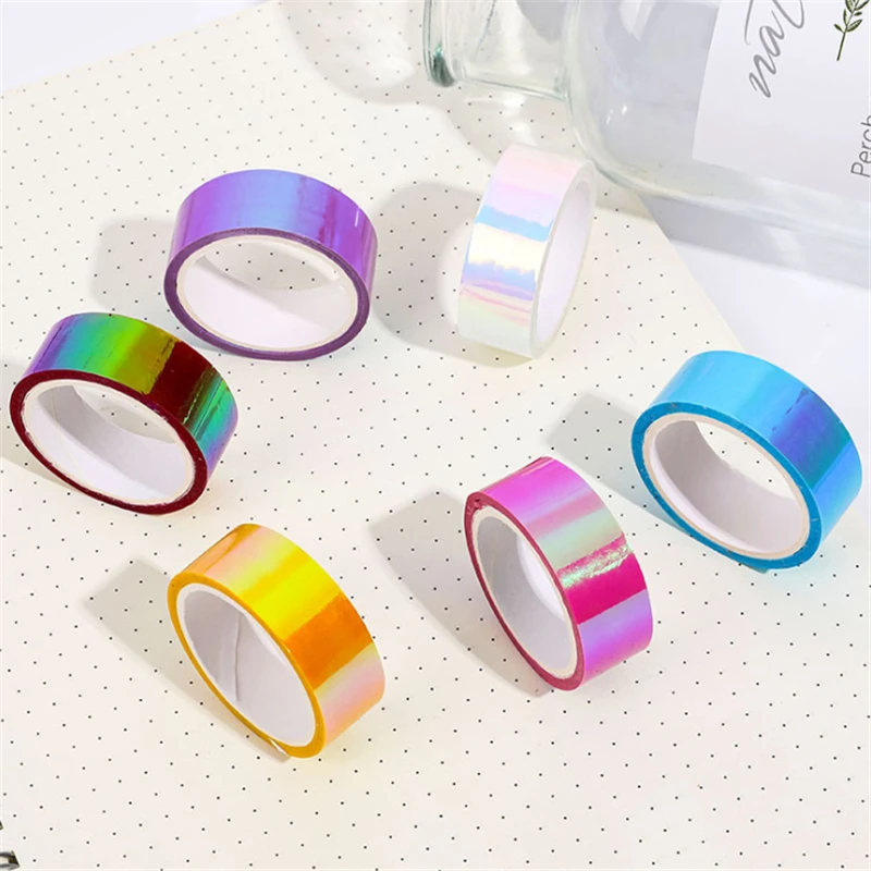 

DIY Craft Decorative Tape Stickers Rainbow Color Creative Rainbow Film Laser Cool Color Waterproof Decorative Tape