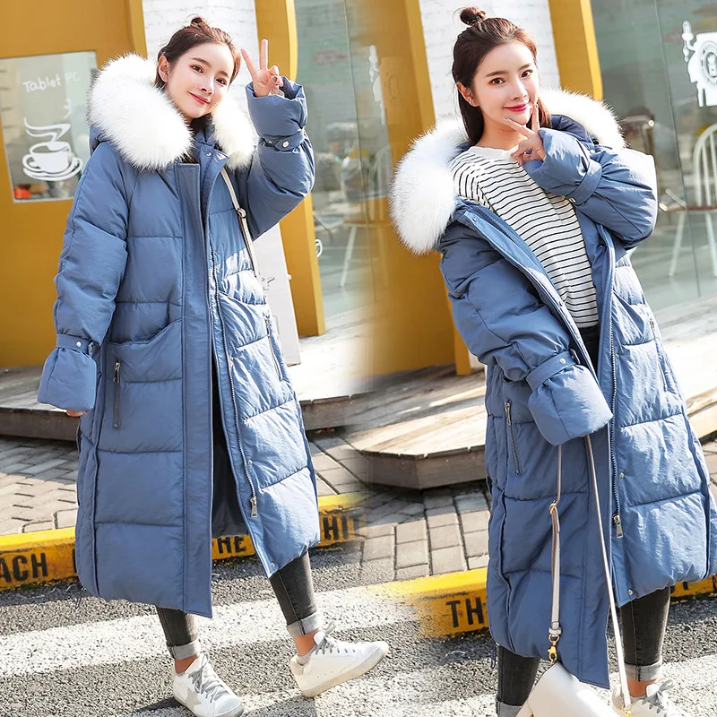 Повседневная теплая Модная женская Длинная зимняя парка тонкие пальто и куртки с