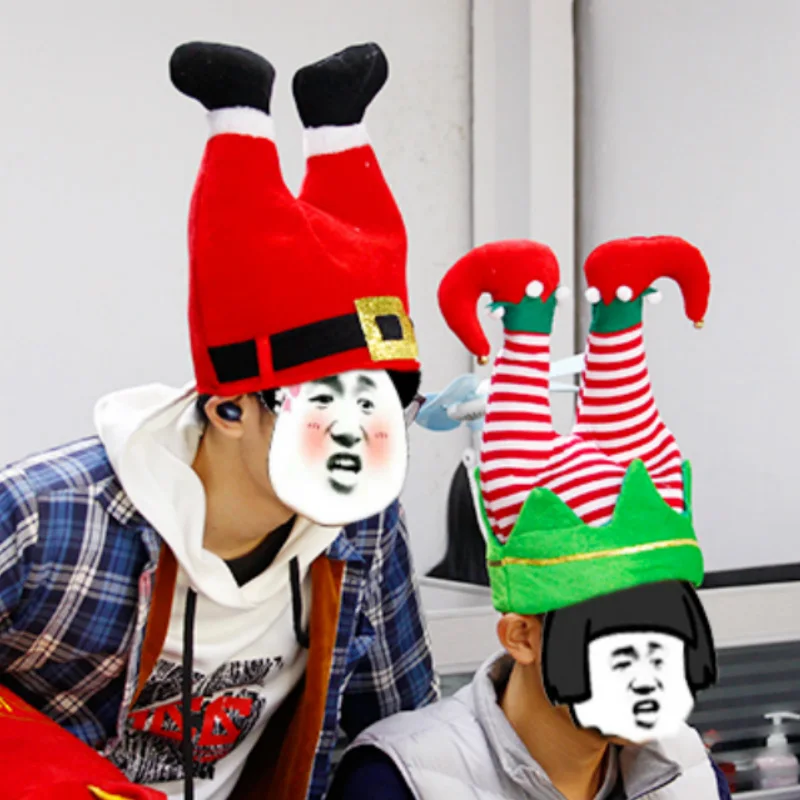 Двигающаяся шляпа с ногами деда мороза Веселая шапка курицей странные игрушки