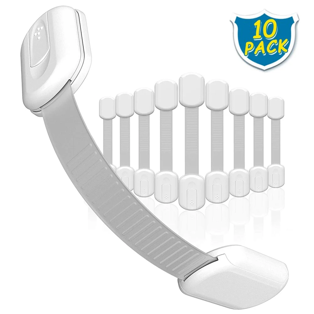 

10Pcs/Lot Child Safety Locks Drawer Door Cabinet Cupboard Toilet Plastic Straps Locks Baby Child Protection