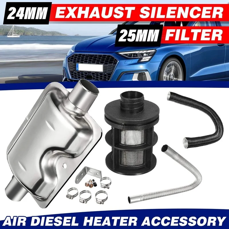 

Air -Crude Oil Parking Heater Ducting 24mm Exhaust Pipe+25mm Air Intake Pipe Filter for Webasto Eberspacher