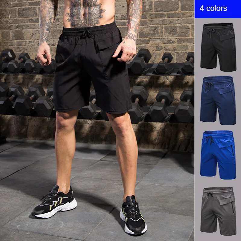 

Men Sports Shorts Running Fitness Invisible Zipper Pocket Loose Leisure Breathable Shorts gym shorts Quick Drying Sports Shorts
