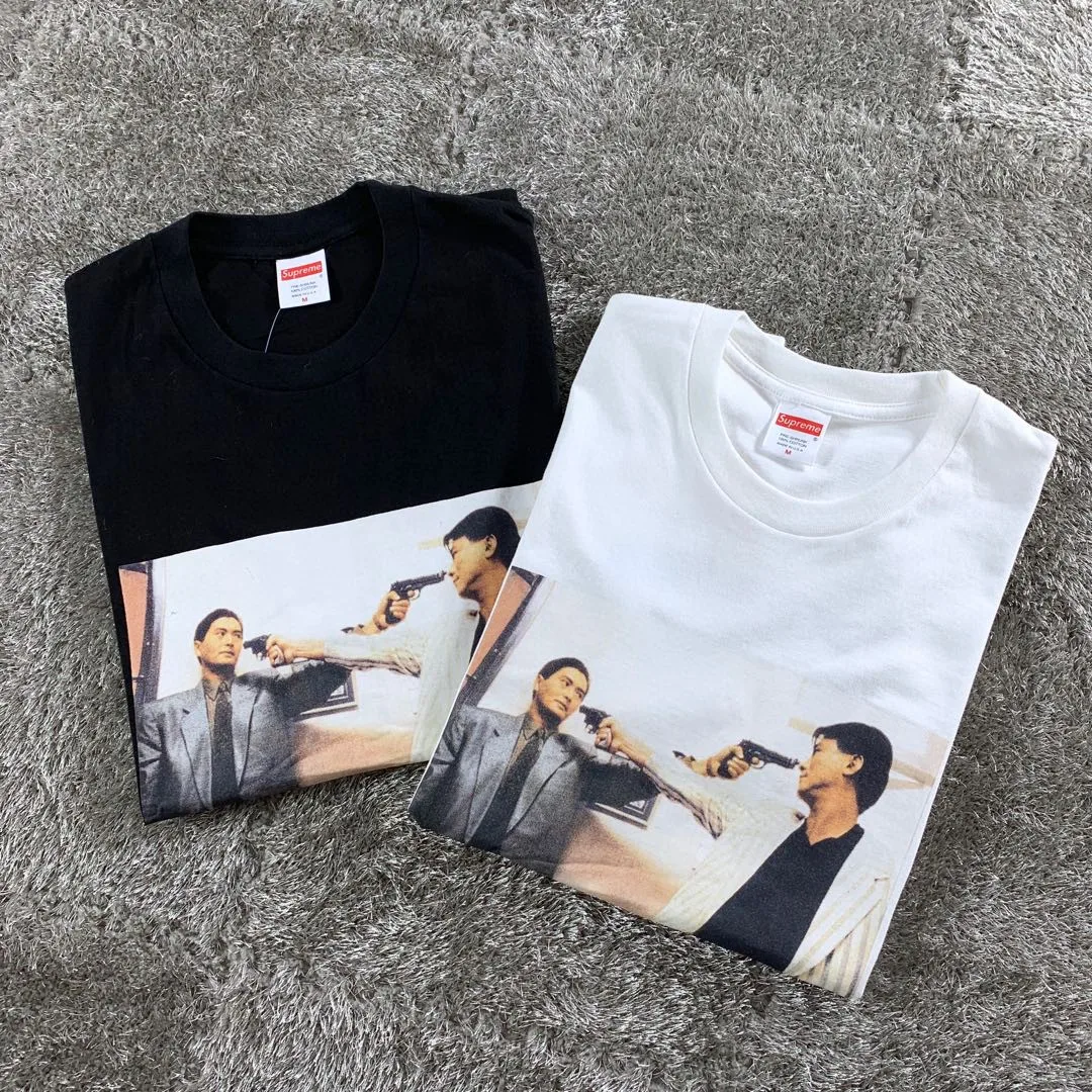 

Top killer trust T-shirt John Woo series bloody double chain Zhou Yunfa ordinary short sleeve T-shirt black white S-XL