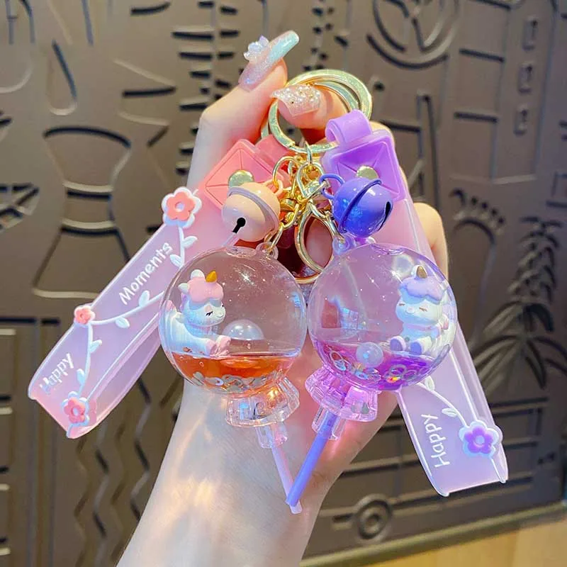 Креативный брелок для ключей с плавающим леденцом и зыбучим песком Мультяшные