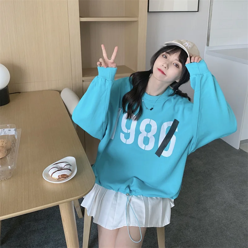 

Real Shot Thin Sweater Women's Idle Style Drawstring Lantern Sleeve